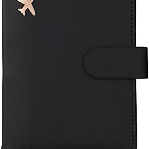 Melsbrinna Premium Leather Passport Holder Covers Case, Waterproof Rfid Blocking Travel Wallet Passport Holder with Pen Holder, Cute Passport Book for Women/Men (Black)