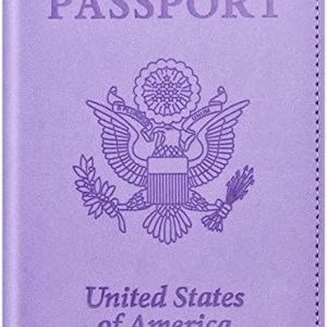 Passport and Vaccine Card Holder Cover Combo, Passport Case /Wallet with Vaccine Card Slot for Women and Men(AL-Purple)