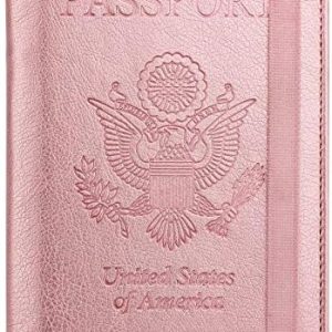 WALNEW RFID Passport Holder Cover Wallet for Women Men, PU Leather Card Holder Passport Case Travel Essentials for Family Vacation
